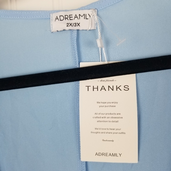 Adreamly Womens Coverup Size 2X 3X Light Blue White Pom-Pom Trim Layer Beach - Picture 6 of 8